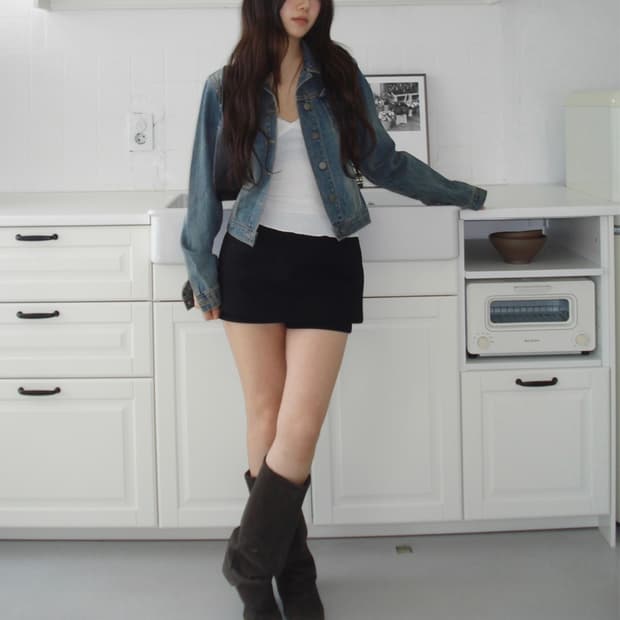 아워캐비넷 슬림 데님 자켓