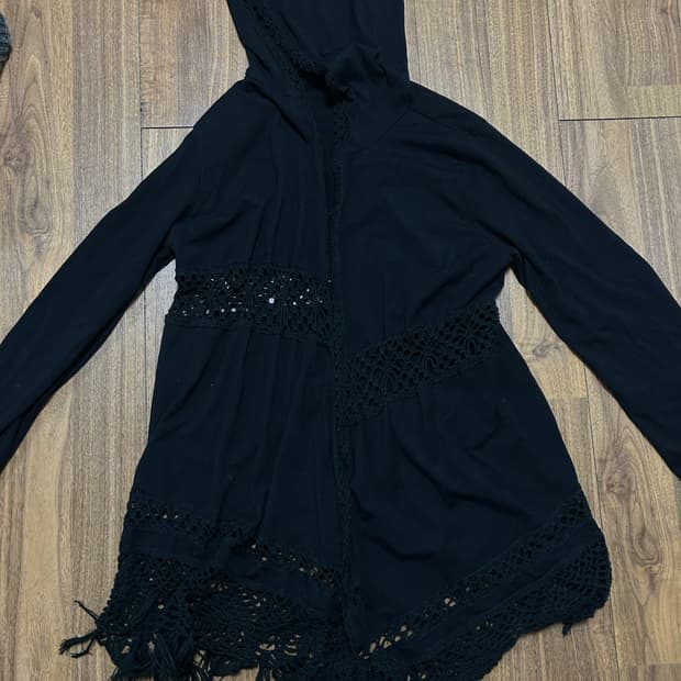 빈티지 프린지 후드 가디건