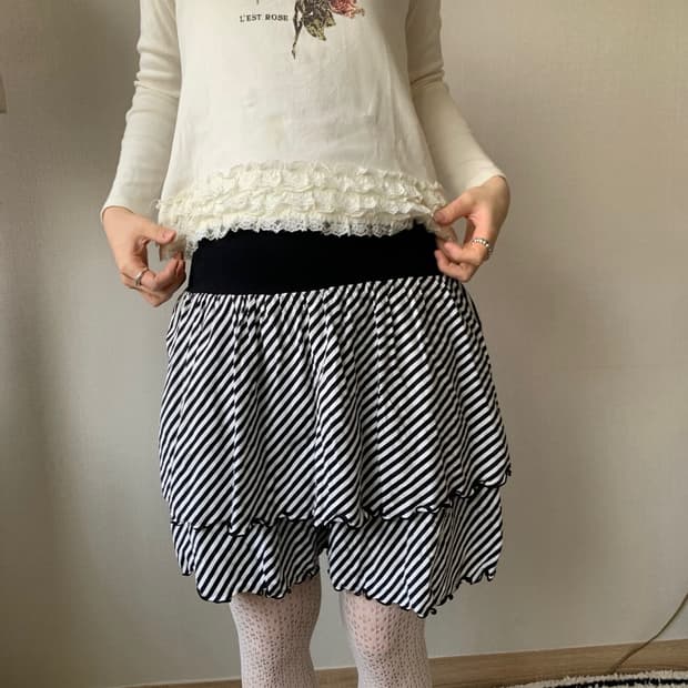 stripe frill pants