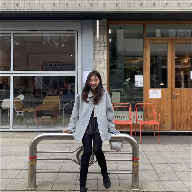 타낫 부클 하프코트 블루그레이