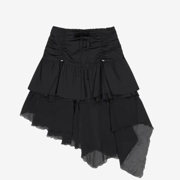 뚜오미오 LAYERED CHIFFON SKIRT [BLACK]