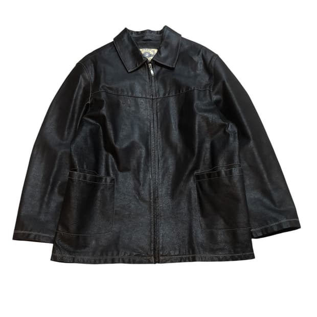 빈티지 하드 가죽 자켓/다크브라운