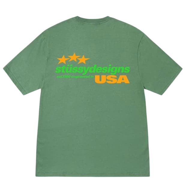 스투시 디자인 USA 티셔츠 그린