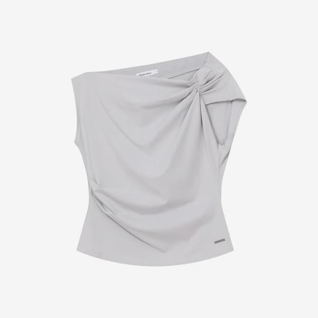 미세키서울 slanted sleeveless top grey