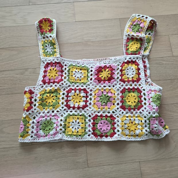 니트 패치워크 니트 조끼 베스트 히피 에스닉