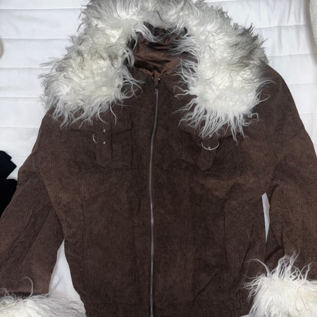 브라운 퍼 골덴 자켓