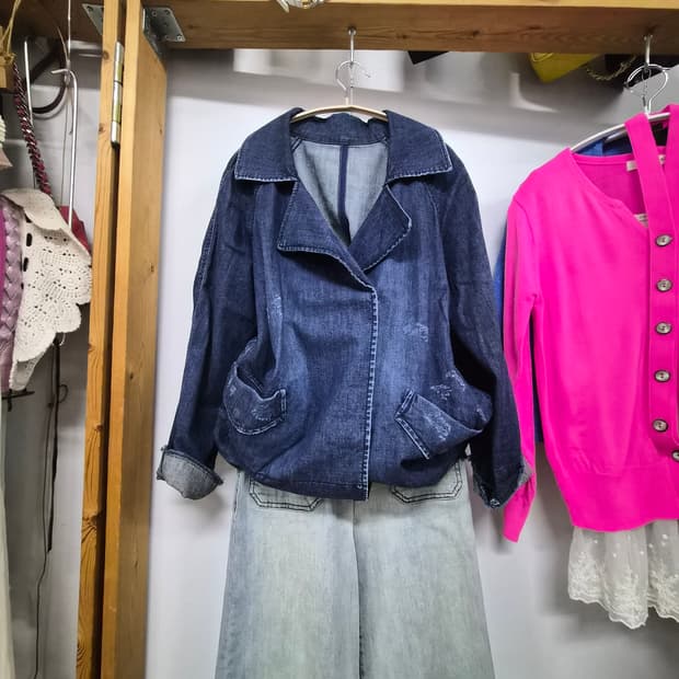 베네통 스판 데님 자켓