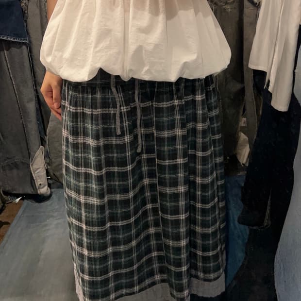 26-30 ) Japanese Vintage Checked Skirt