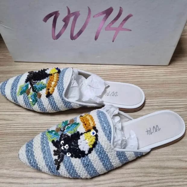 VV14 (Viavela14) 여성 스팽글, 세퀸 뮬, 슬리퍼 37