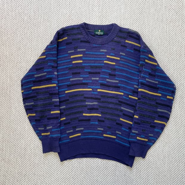 빈티지 브리치 멀티 패턴 자카드 니트 