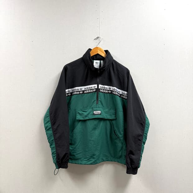 남성 S (90~95) / 아디다스 아노락 바람막이 그린/블랙
