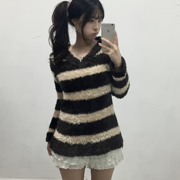[L.S.] 라떼갸루 코코아 캬라멜 폭닥 퍼 니트