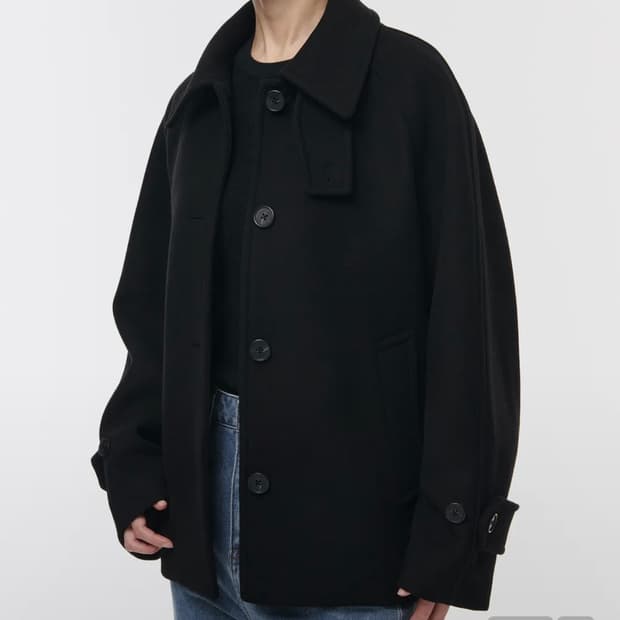 무신사스탠다드 우먼즈 울 블렌드 발마탄 하프코트 블랙 M