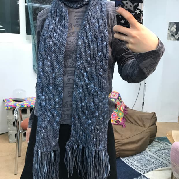 케이블 꽈배기 니트 머플러 목도리 