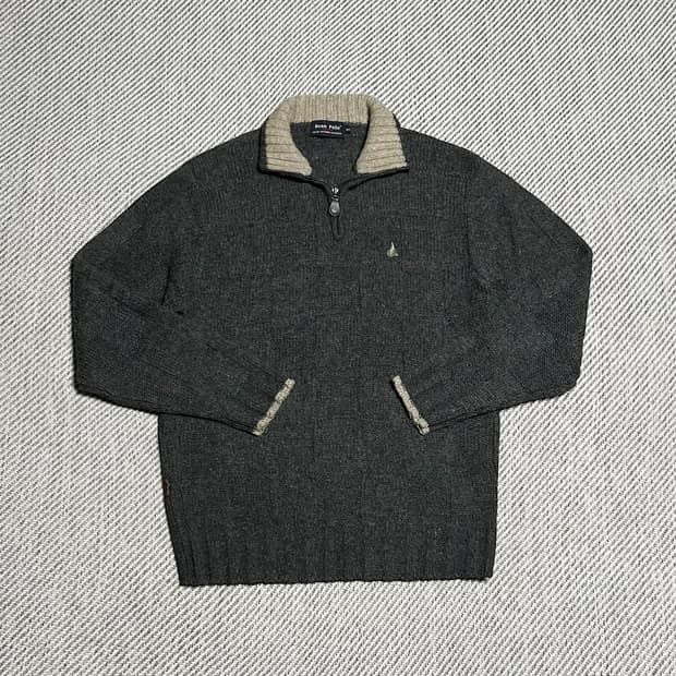 [XL] Beanpole 빈폴 헤비 다크그레이 반집업 니트