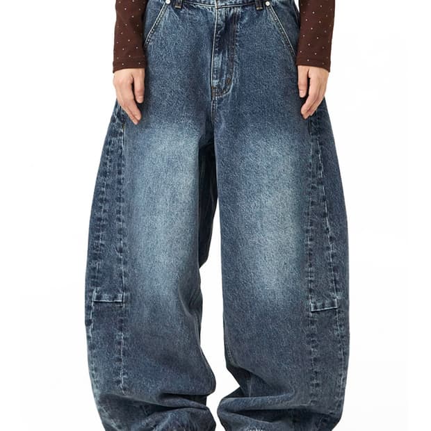 밈더워드로브 커브드 어웨이 데님 팬츠