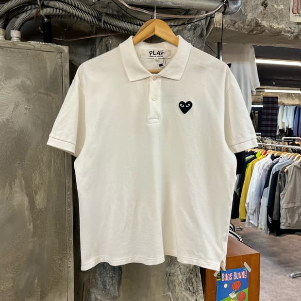 꼼데가르송 반팔 카라티 화이트 XL #csz2575