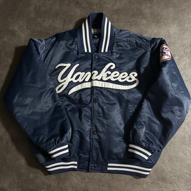 90s 뉴욕 양키스 새틴 바시티 자켓 L~XL