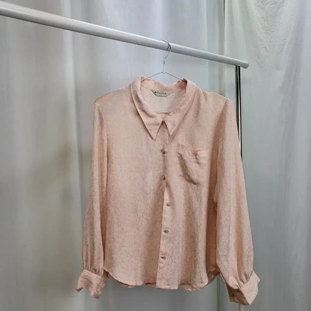 빈티지 공주풍 자카드 카라 블라우스 피치톤 페어리 하구미