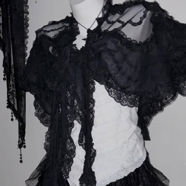 고스 레이스 케이프 숄 블랙 고스로리 공겜여주