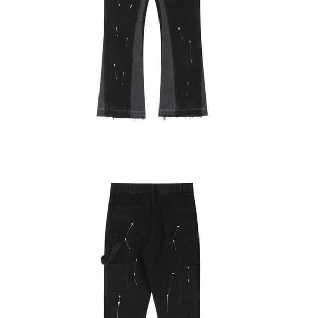 gallery dept 페인팅 블랙 배색 플레어 흑청 진 pants
