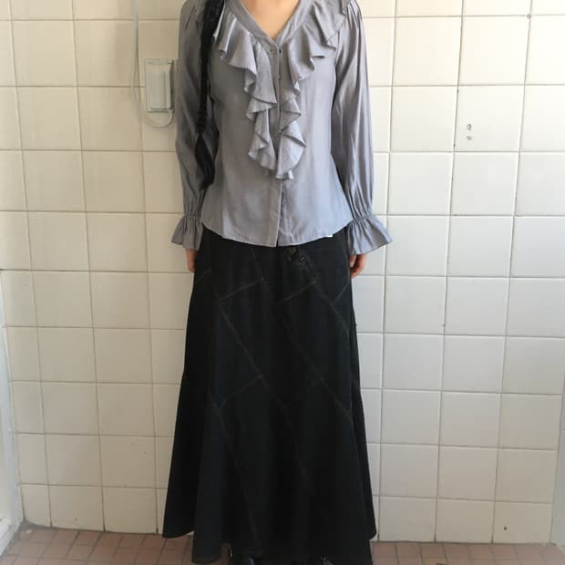 ruffle silver blouse