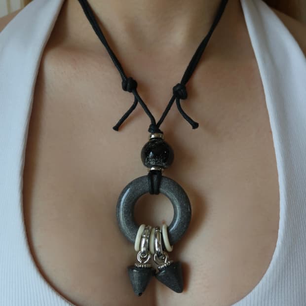 black ring pendant necklace