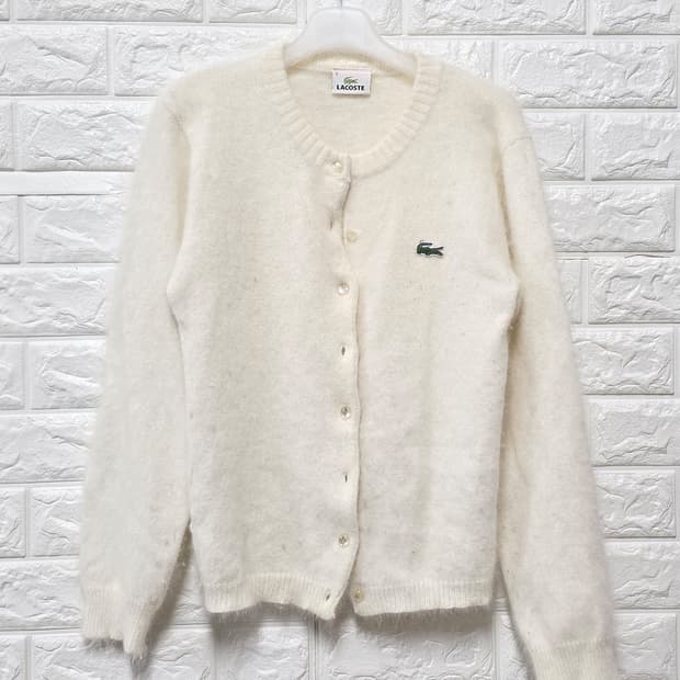 택포) S 라코스테 화이트 울 가디건