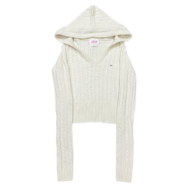 페일제이드 케이블 브이넥 후디드 니트 후드티