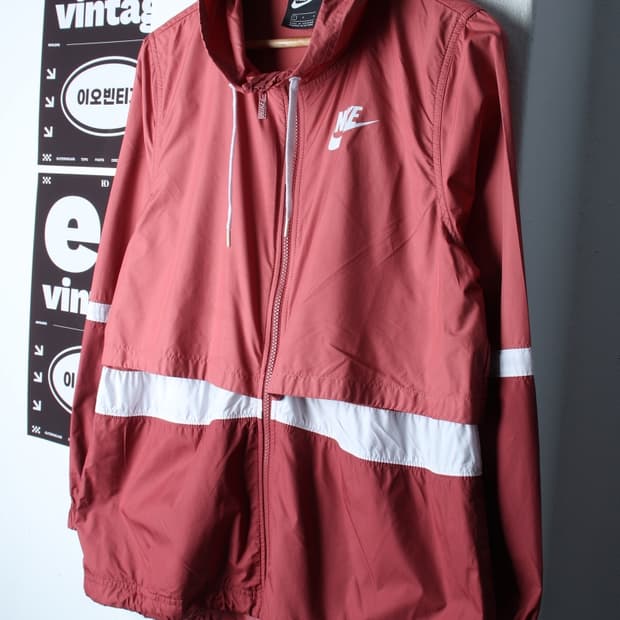 W(L-XL) 나이키 집업 바람막이 점퍼자켓 스몰로고 핑크-H32838