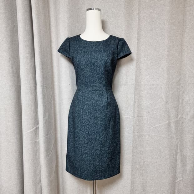 모조에스핀 딥그린 잔잔패천 숏슬리브 원피스 (55) 