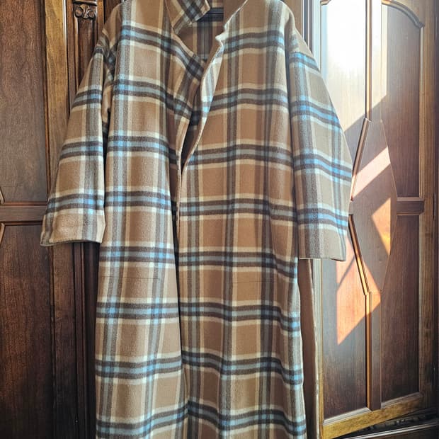 정품) 레지나표 울 코트 체크 리버서블