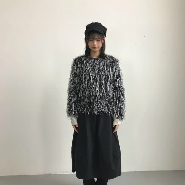 JPN Shaggy Fringe Knit Sweater
