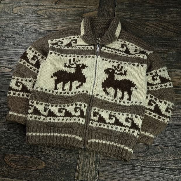 [캐나다 빈티지] 헤비 울 에스닉 코위찬 가디건 P01312