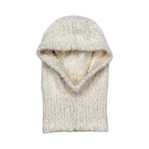 인사일런스 우먼 윈터 부클 바라클라바 모자 아이보리