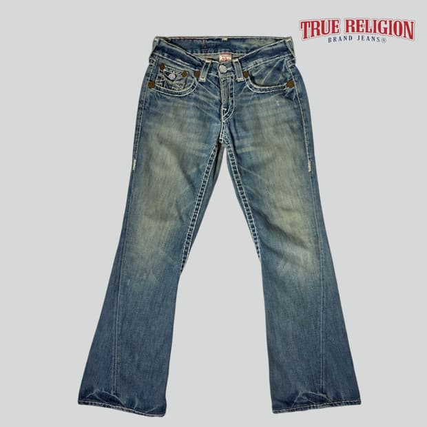 [30]트루릴리전 USA 화이트 스티치 부츠컷 데님팬츠