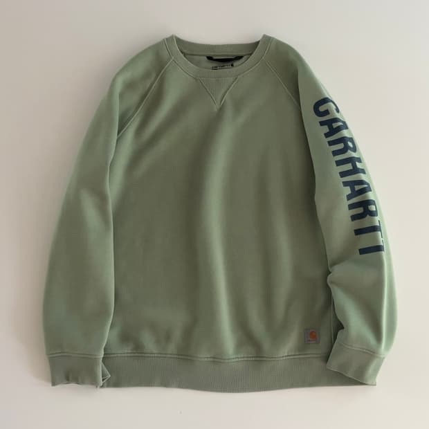 칼하트 슬리브 로고 맨투맨 모스그린 2X