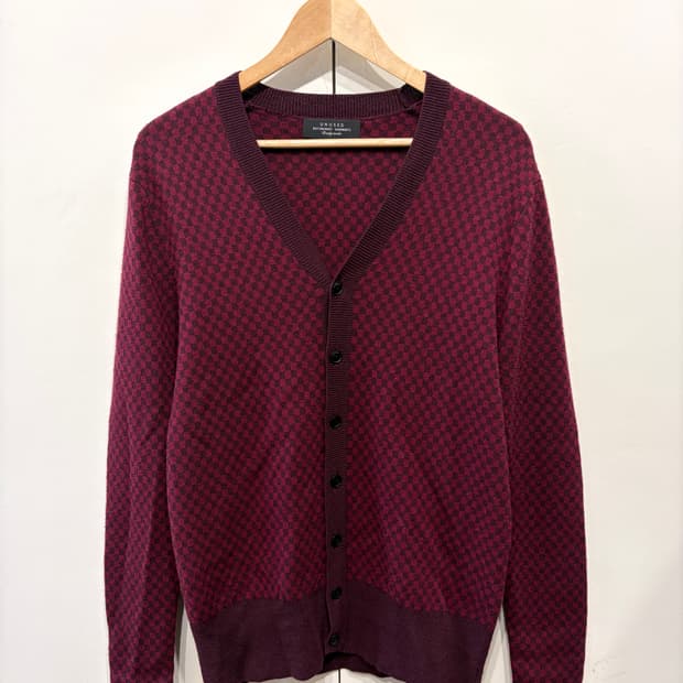 언유즈드 울 체크 가디건