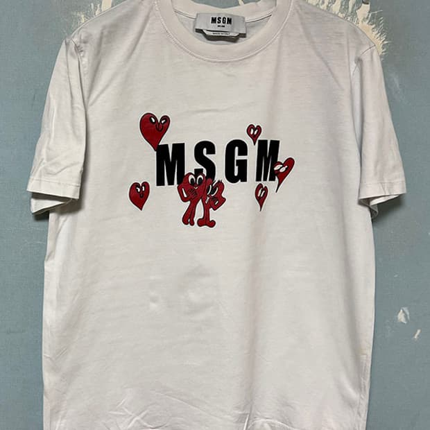 MSGM 엠에스지엠 퍼니 하트 로고 여자 반팔티셔츠 화이트 M 95 66