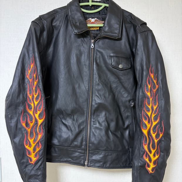 빈티지 할리데이비슨 가죽 자켓 불꽃