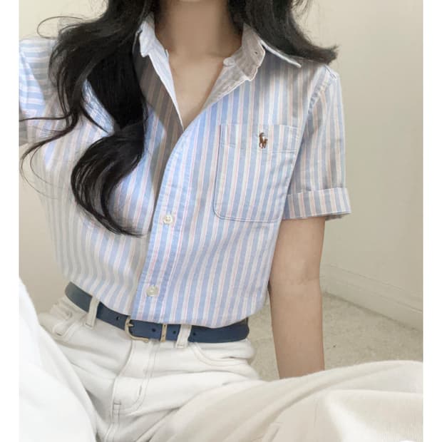 새상품) 폴로 랄프로렌 멀티스트라이프 반팔 옥스포드 셔츠