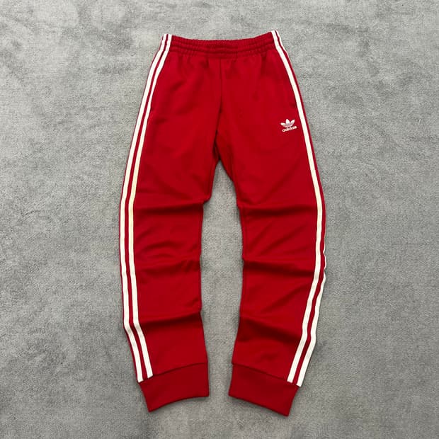 S 아디다스 삼선 트레이닝 바지 레드