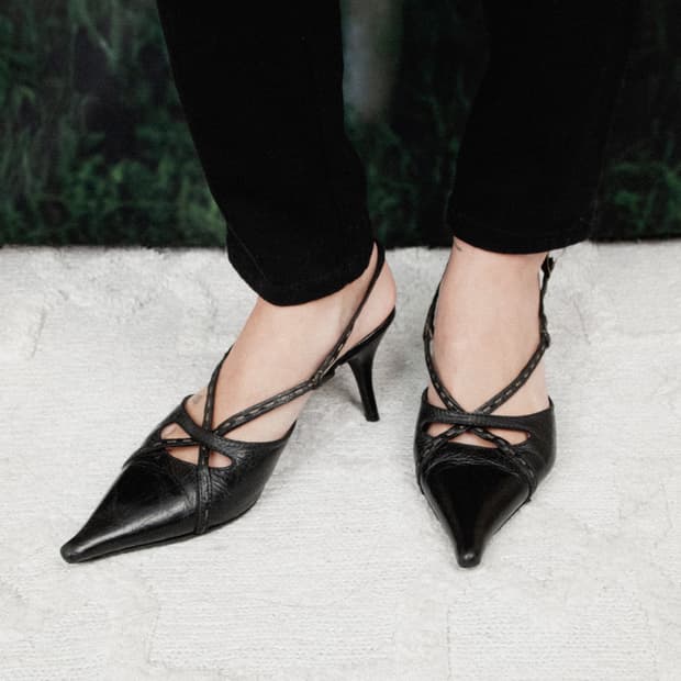 Stiletto Leather Lace Pumps