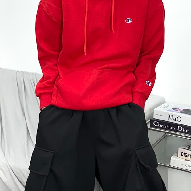 챔피온 제펜 레드 어센틱 후드티 F