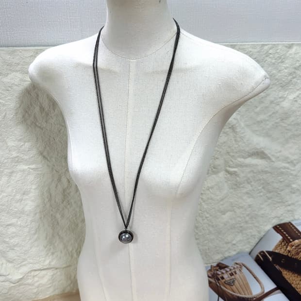 Unisex빈티지 고딕 메탈 진주 볼 목걸이