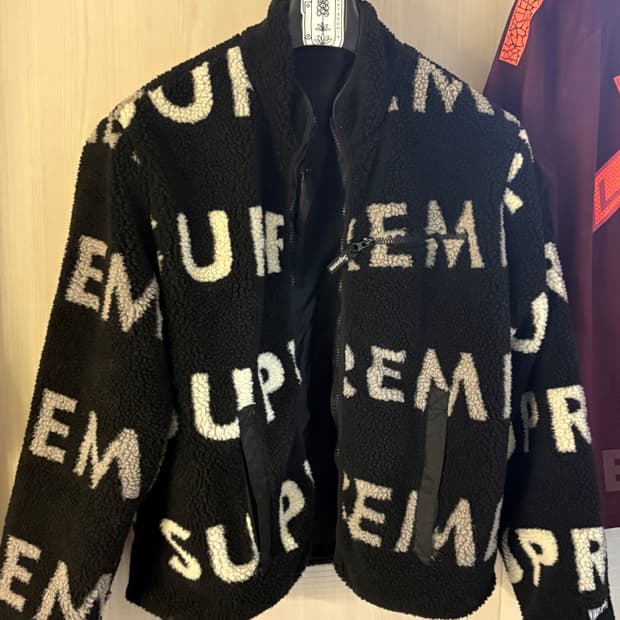 [L]슈프림 리버시블 로고 플리스 자켓 블랙 - 18FW