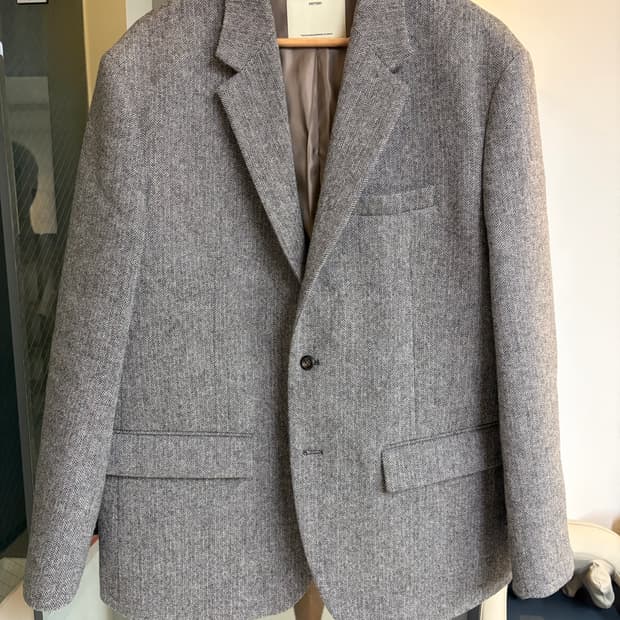 포터리 셔틀랜드 울 싱글 브레스티드 자킷 헤링본 자켓