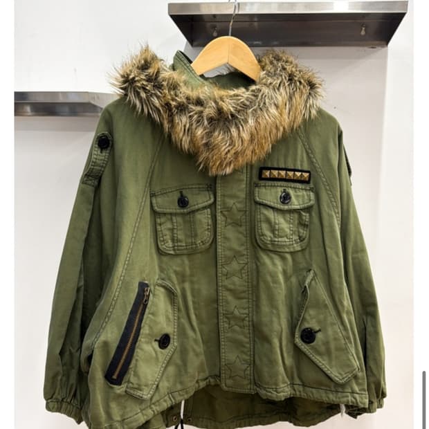 Worldwidelove 밀리터리 퍼 자켓 