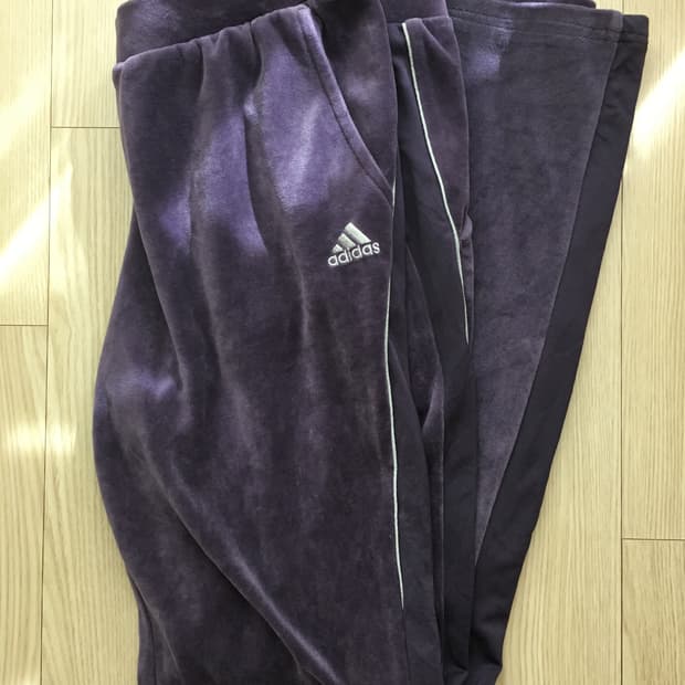 아디다스 희귀 벨루어 벨벳 보라 부츠컷 트레이닝바지 팬츠 