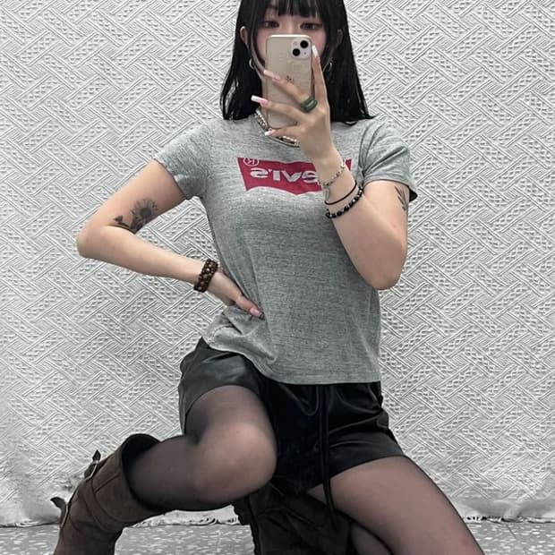 리바이스 빈티지 캐주얼 레트로 박스로고 반팔티 XS C12271
